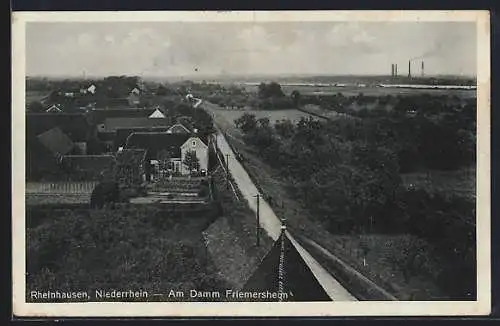 AK Rheinhausen /Niederrhein, Am Damm Friemersheim mit Bäumen