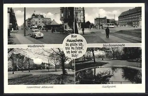 AK Hamborn / Duisburg, Blick auf Altmarkt, Stadtpark u. Weselerstrasse