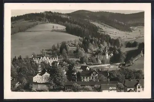 AK Nieder-Lindewiese, Grosse Gebäude am Ortsrand