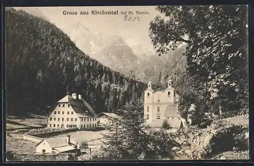 AK St. Martin bei Lofer, Kirchenthal aus der Vogelschau