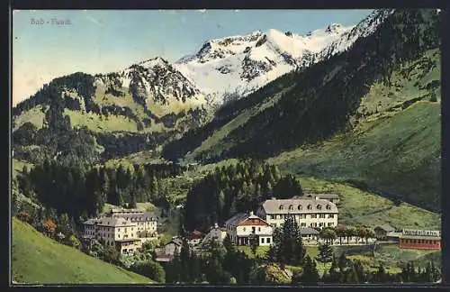 AK Bad Fusch, Ortsansicht mit Bergpanorama aus der Vogelschau