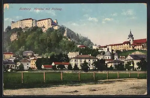 AK Salzburg, Nonntal, Ortsansicht mit Festung