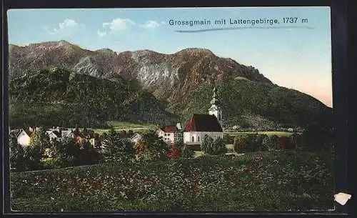 AK Grossgmain, Totalansicht mit Lattengebirge