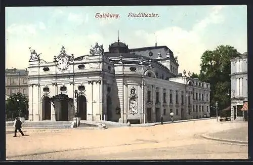 AK Salzburg, Stadttheater mit Strasse