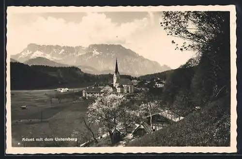 AK Adnet, Ortsansicht mit Untersberg aus der Vogelschau