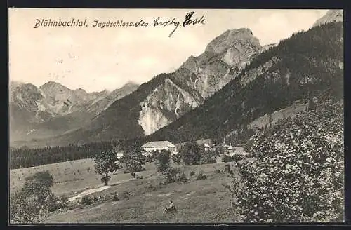 AK Blühnbachtal, Jagdschloss mit Umgebung u. Bergspitzen