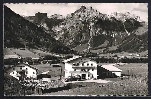 AK Werfenweng, Gasthof Wenghof mit Bergpanorama