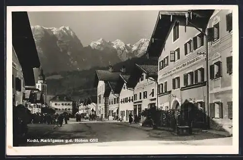 AK Kuchl, Gasthof zum Neuwirt von Franz und Maria Heibernitz in der Marktgasse gegen d. Hohen Göll