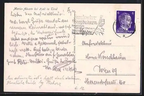 AK Maria-Absam bei Hall, Strassenpartie mit Blick zur Kirche