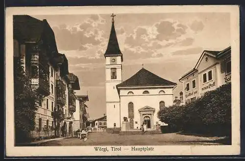 AK Wörgl, Gasthof zur neuen Post am Hauptplatz