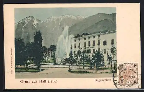 AK Hall, Gasthof von S. Krapf am Doganaplatz