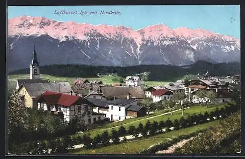 AK Igls, Ortsansicht mit Nordkette