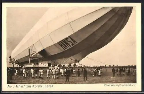 AK Luftschiff / Zeppelin Hansa zur Abfahrt bereit