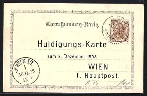 AK Kaiser Franz Josef I. von Österreich gerahmt von Krone, Engeln und Wappen