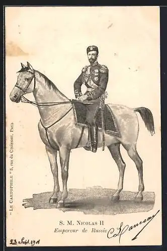 AK Zar Nicolaus II. von Russland zu Pferd