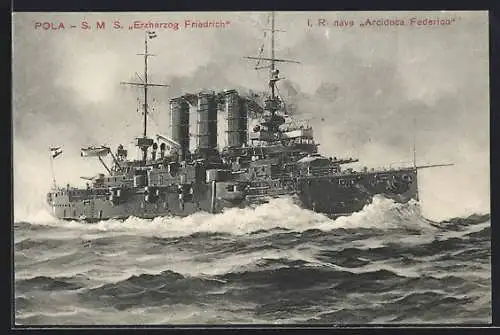 AK Pola, Kriegsschiff SMS Erzherzog Friedrich