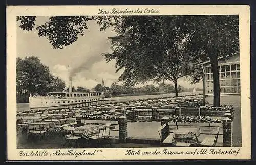 AK Berlin-Rahnsdorf a. d. kl. Müggel, Gaststätte Neu-Helgoland, Blick von der Terrasse