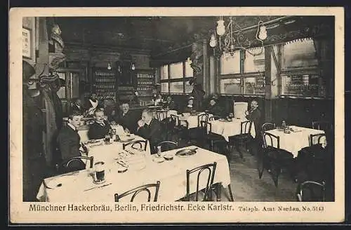 AK Berlin, Gasthaus Münchner Hackerbräu, Friedrichstr. Ecke Karlstr.