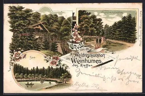 Lithographie Saarbrücken, Waldrestauration im Weinhumes, See