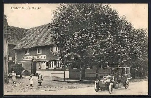 AK Rotenfels i. Murgtal, Gasthaus und Pension z. Salmen mit Auto