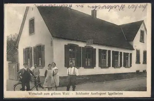 AK Iggelheim, Blick auf das Gasthaus zum grünen Wald