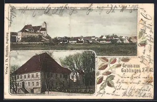 AK Gablingen, Gasthaus und Teilansicht