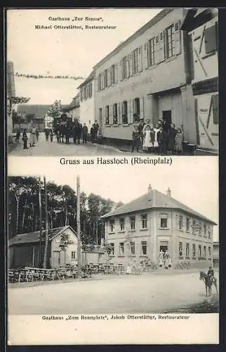 AK Hassloch / Pfalz, Gasthaus Zur Sonne, Gasthaus Zum Rennplatz