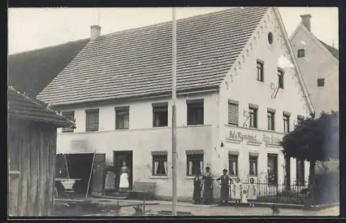 Foto-AK Kirchheim /Schwaben, Wagnerei Anton Stiegeler von der Strasse aus