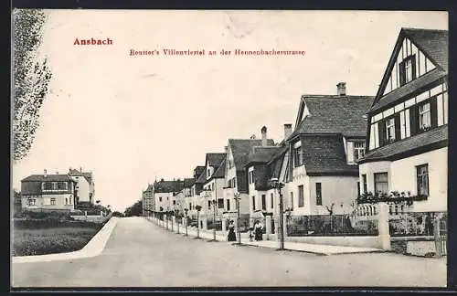 AK Ansbach / Bayern, Reutter`s Villenviertel an der Hennenbacherstrasse