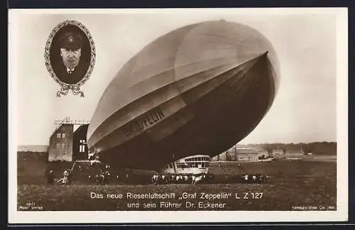 AK Riesenluftschiff Graf Zeppelin LZ 127, Portrait Dr. Eckener