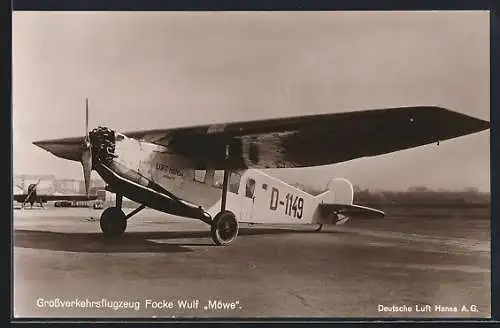 AK Grossverkehrs-Flugzeug Focke-Wulf Möwe, Deutsche Lufthansa