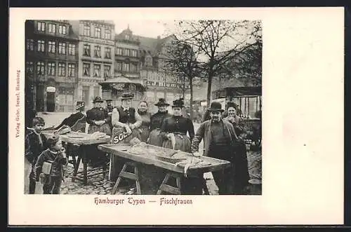 AK Hamburg, Fischfrauen auf dem Fischmarkt