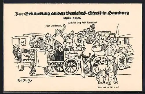 Künstler-AK Hamburg, Erinnerung an den Verkehrsstreik 1925