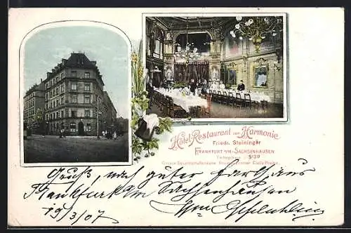 AK Frankfurt-Sachsenhausen, Hotel-Restaurant zur Harmonie, Bes. Friedr. Steininger