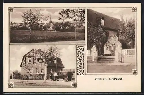 AK Linderbach, Gasthaus, Bäckerei, Teilansicht