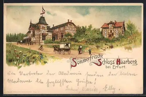 Lithographie Erfurt, Gasthaus Schloss Haarberg