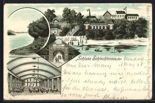 Lithographie Berlin-Schlachtensee, Restaurant Schloss Schlachtensee