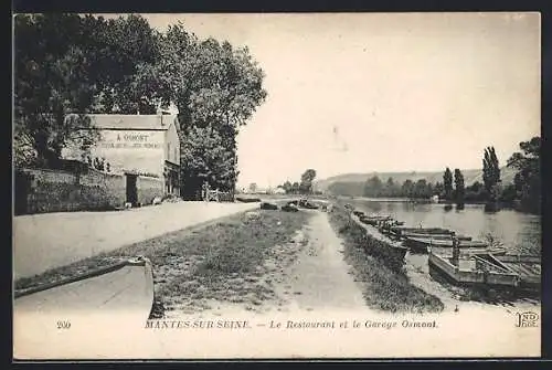 AK Mantes-sur-Seine, Le Restaurant et le Garage Osmont