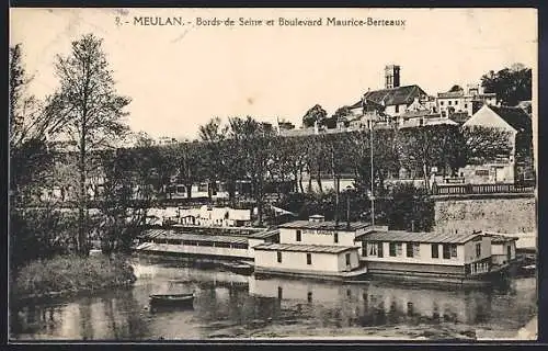 AK Meulan, Bords de Seine et Boulevard Maurice-Berteaux