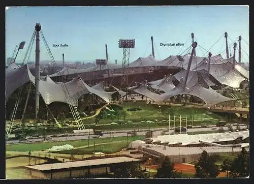 AK München, Olympiapark mit Sporthalle und Stadion