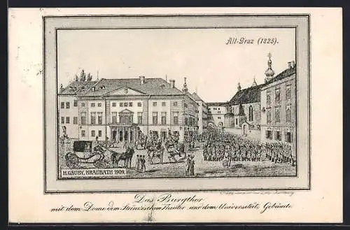 Künstler-AK Alt-Graz, Ansicht aus dem Jahre 1825