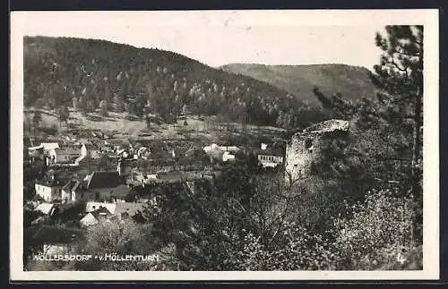 AK Wöllersdorf, Gesamtansicht v. Höllenturm