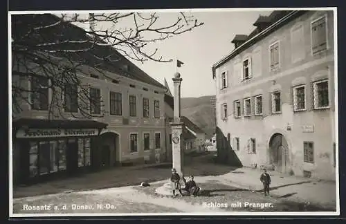 AK Rossatz a. d. Donau, Schloss mit Pranger