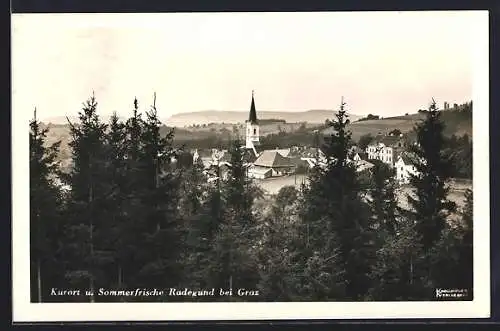 AK Radegund bei Graz, Ortsansicht von einem Berg aus