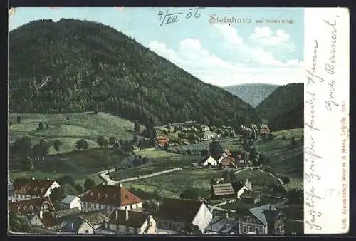 AK Steinhaus am Semmering, Gesamtansicht von einem Berg aus