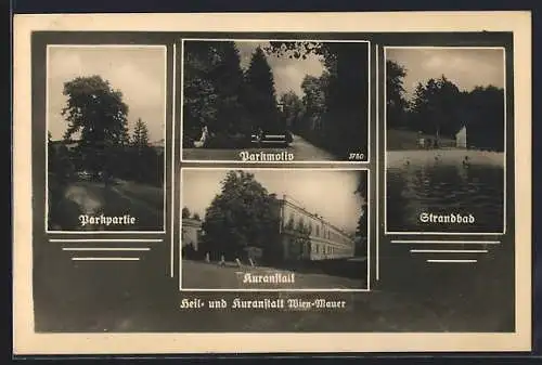 AK Wien-Mauer, Heil- u. Kuranstalt, Strandbad, Parkpartie