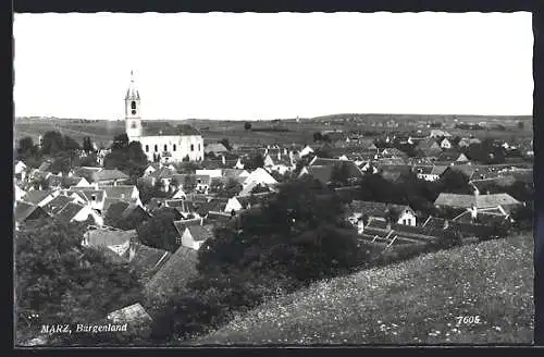 AK Marz im Burgenland, Ortsansicht von einem Berg aus