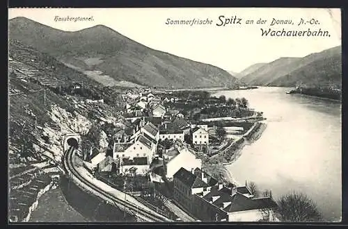 AK Spitz a. d. Donau, Blick auf die Wachauerbahn