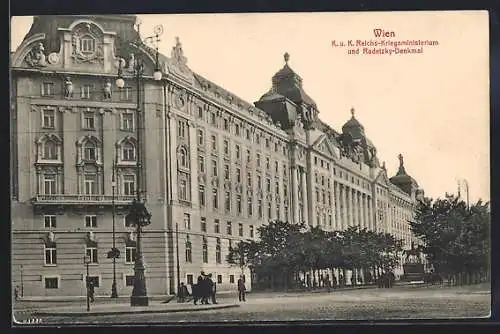 AK Wien, K. u. K. Reichs-Kriegsministerium und Radetzky-Denkmal