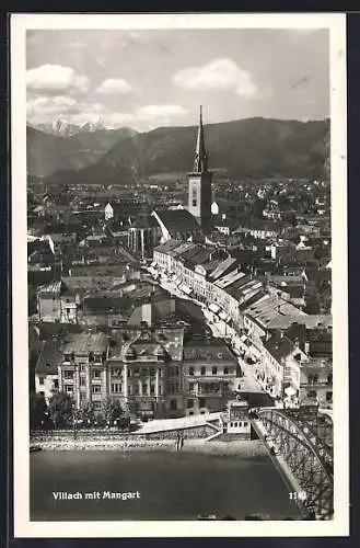 AK Villach, Stadtansicht mit Mangart